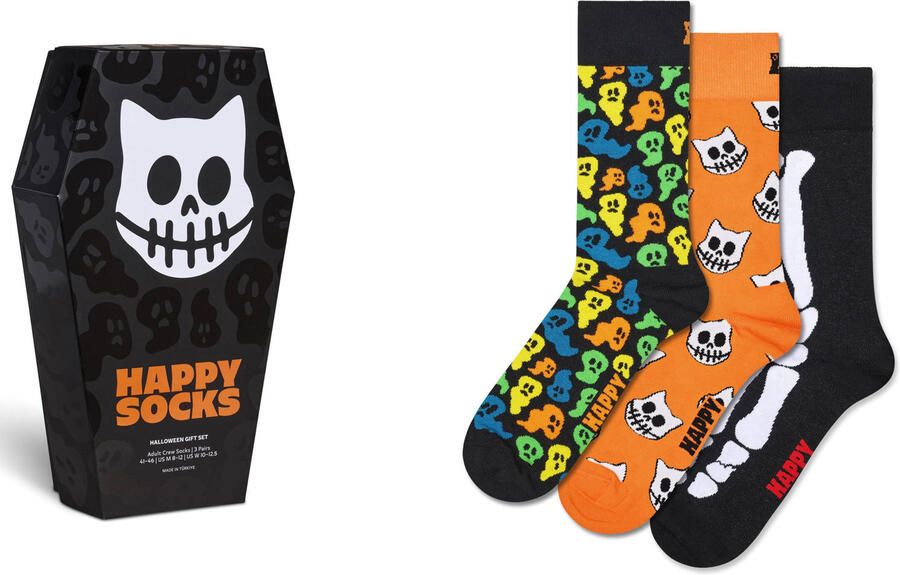 Happy Socks giftbox sokken Halloween set van 3 zwart
