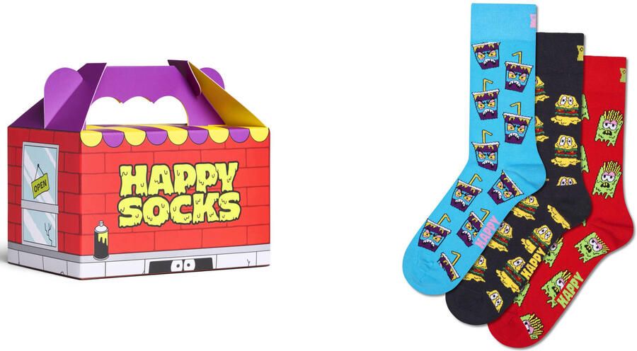 Happy Socks giftbox sokken Hangry Meal multi (set van 3)