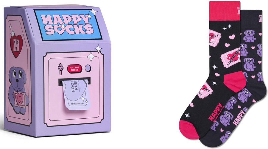Happy Socks giftbox sokken Love Tickets zwart (set van 2)