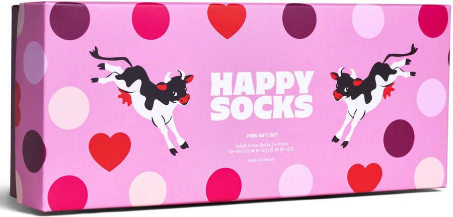 Happy Socks giftbox sokken Pink set van 4 roze - Foto 3