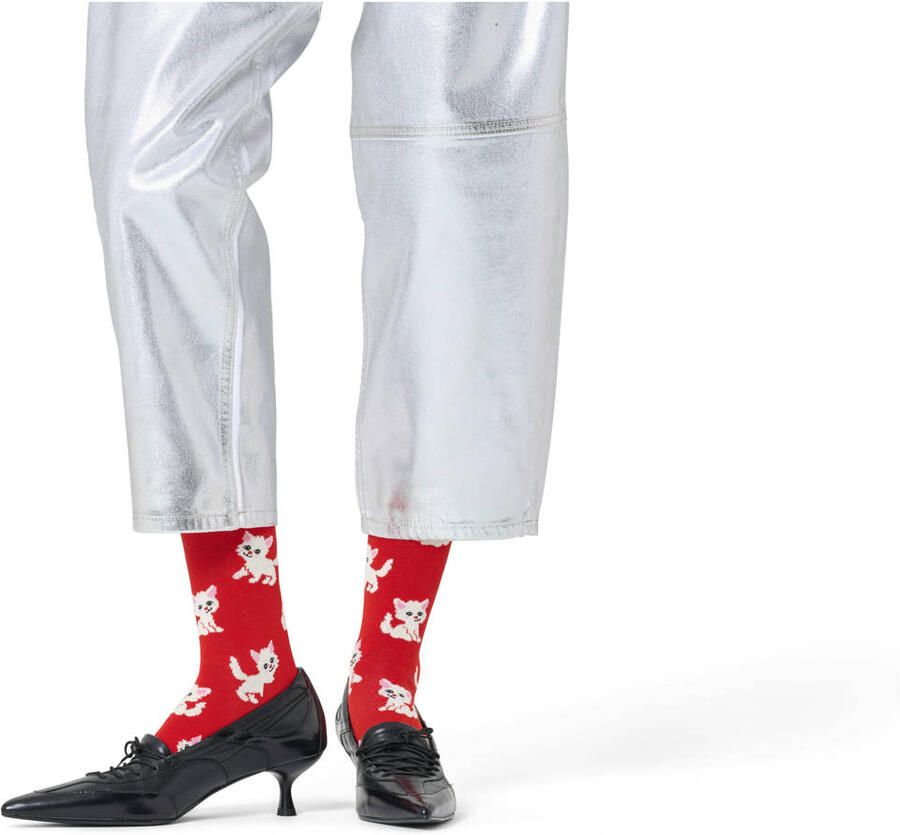 Happy Socks Sokken met motiefstitching model 'Kitten'