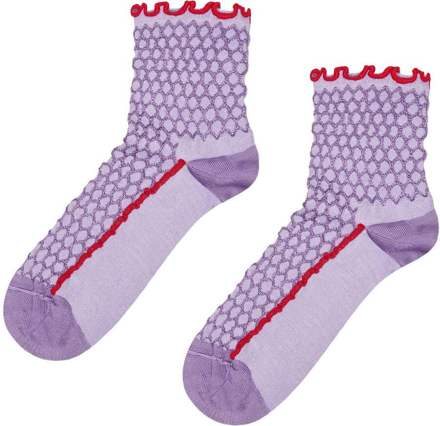 Happy Socks sokken Structure Slinky Mini Crew paars
