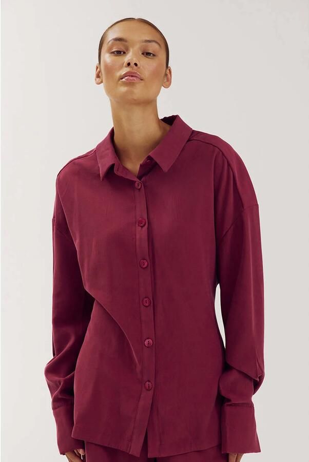 HARPER & YVE blouse met ceintuur wijn rood