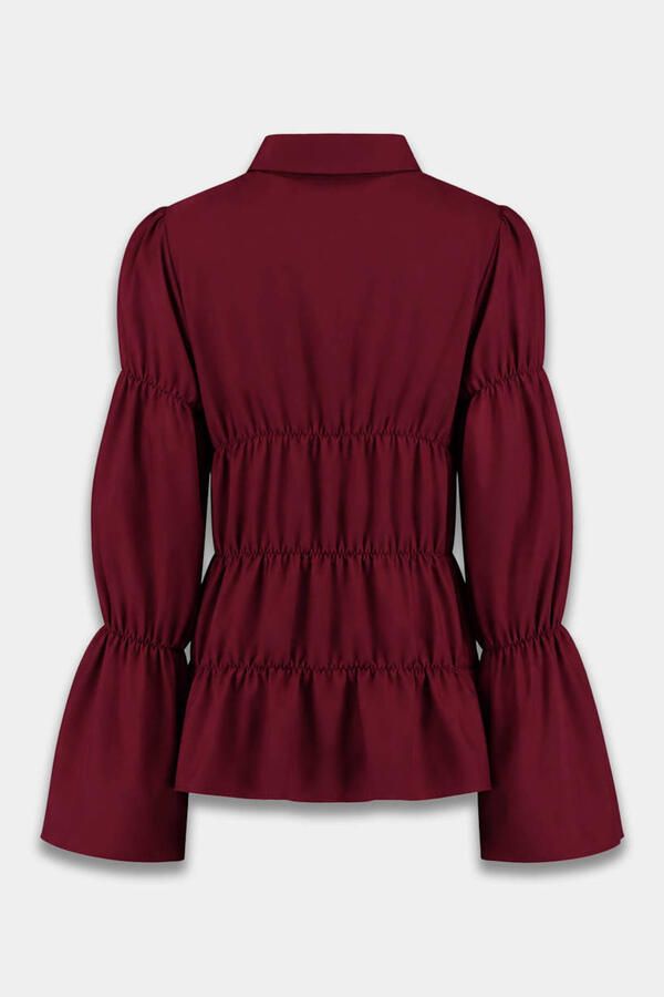 HARPER & YVE blouse met smockwerk wijnrood - Foto 3