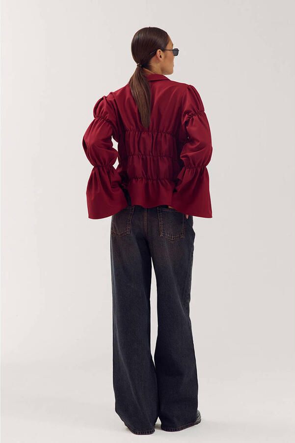 HARPER & YVE blouse met smockwerk wijnrood - Foto 2
