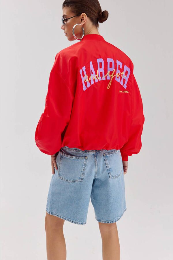 HARPER & YVE bomberjack met backprint rood - Foto 5