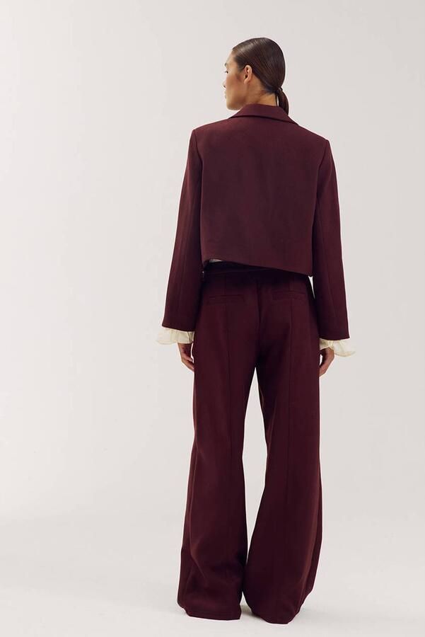 HARPER & YVE cropped blazer met ruches donkerrood - Foto 7
