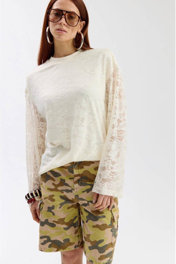 HARPER & YVE denim regular waist camouflage short groen