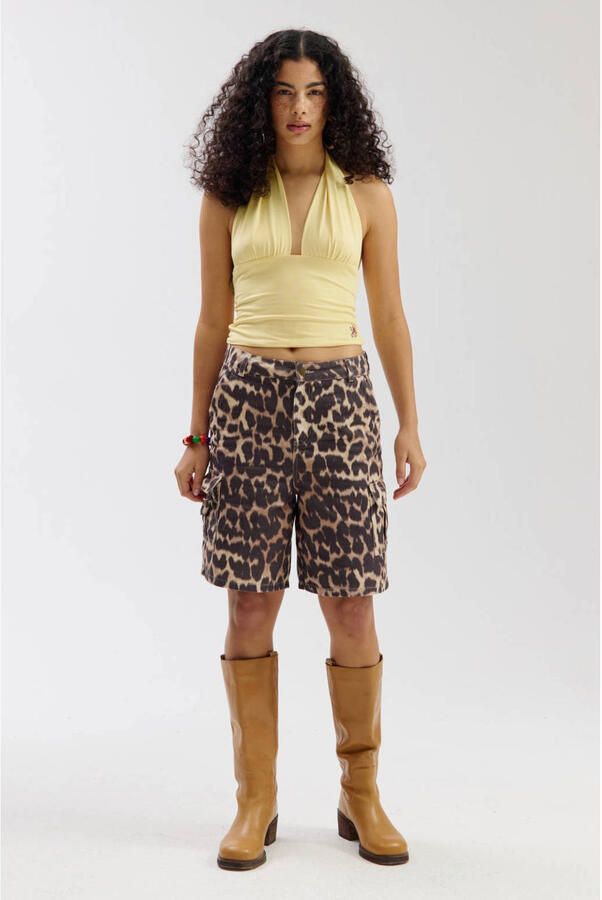 HARPER & YVE denim regular waist short met dierenprint bruin - Foto 7