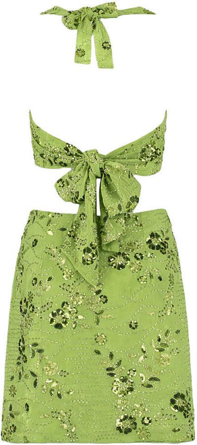 HARPER & YVE gebloemde cocktailjurk met pailletten groen - Foto 7