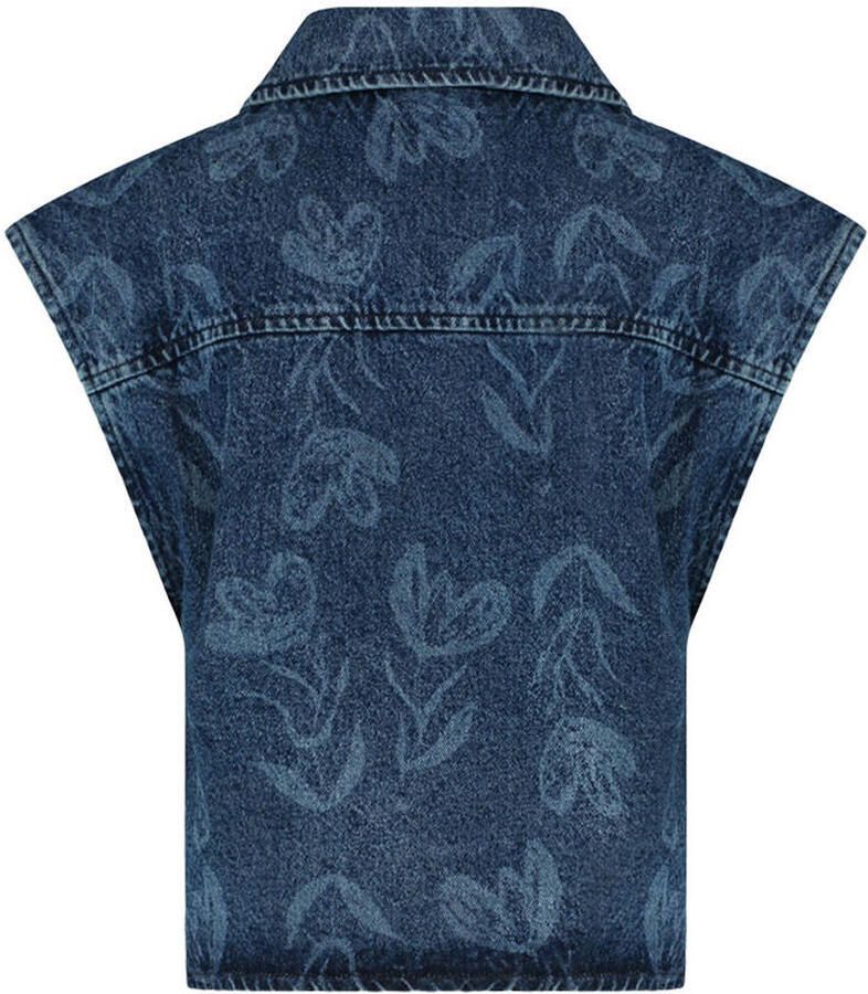 HARPER & YVE gebloemde gilet medium blue denim - Foto 2