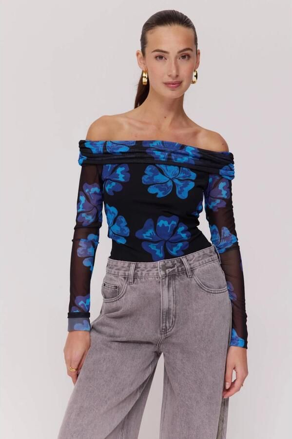 HARPER & YVE gebloemde top zwart