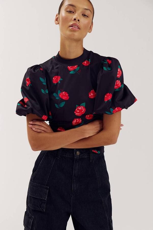 HARPER & YVE gebloemde top zwart