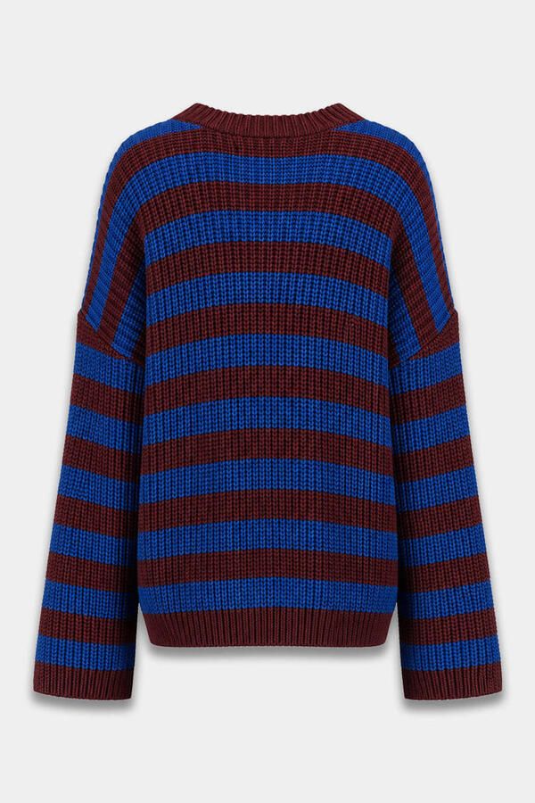 HARPER & YVE gebreide gestreepte trui met wol blauw rood - Foto 2