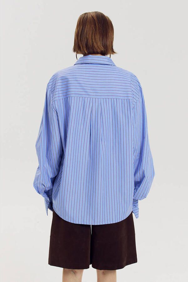 HARPER & YVE gestreepte blouse met plooien blauw - Foto 3