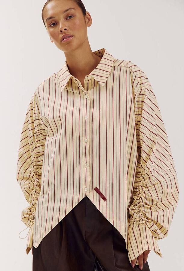 HARPER & YVE gestreepte blouse met plooien geel - Foto 5