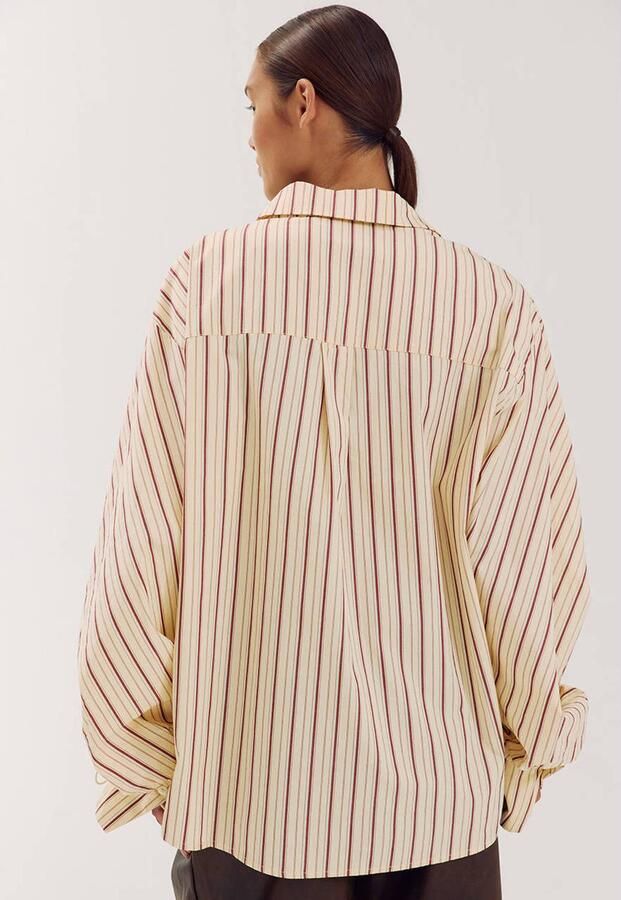 HARPER & YVE gestreepte blouse met plooien geel - Foto 6