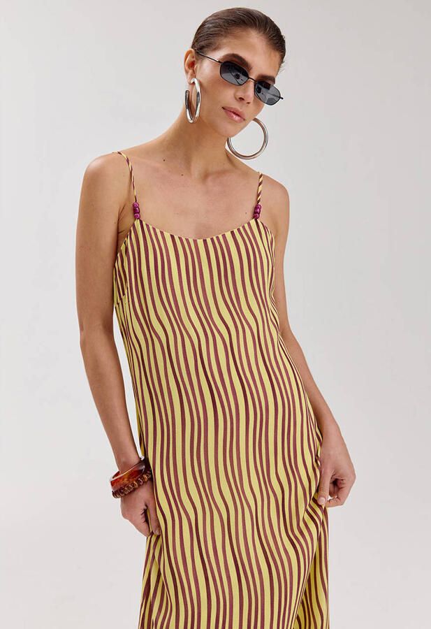 HARPER & YVE gestreepte maxi jurk geel