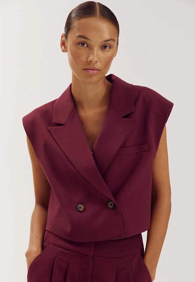HARPER & YVE gilet met logo wijnrood