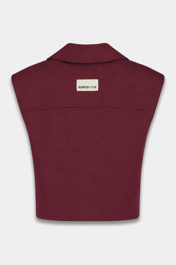 HARPER & YVE gilet met logo wijnrood - Foto 3