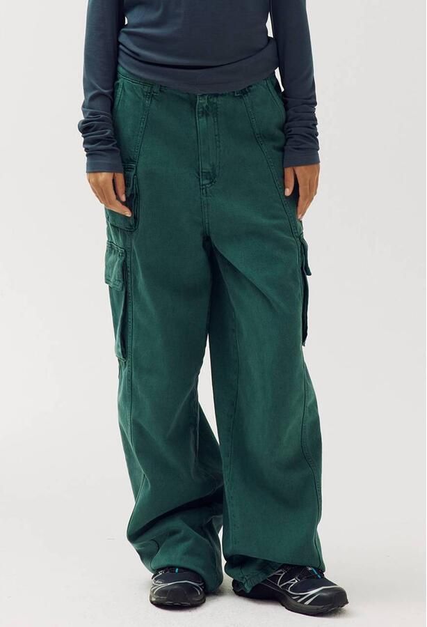 HARPER & YVE high waist cargo jeans donkergroen