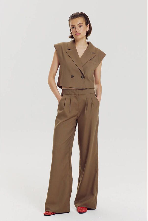 HARPER & YVE high waist wide leg broek kaki - Foto 6