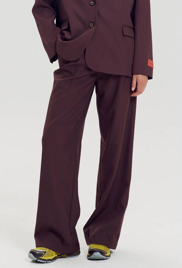 HARPER & YVE high waist wide leg broek met plooien donkerpaars