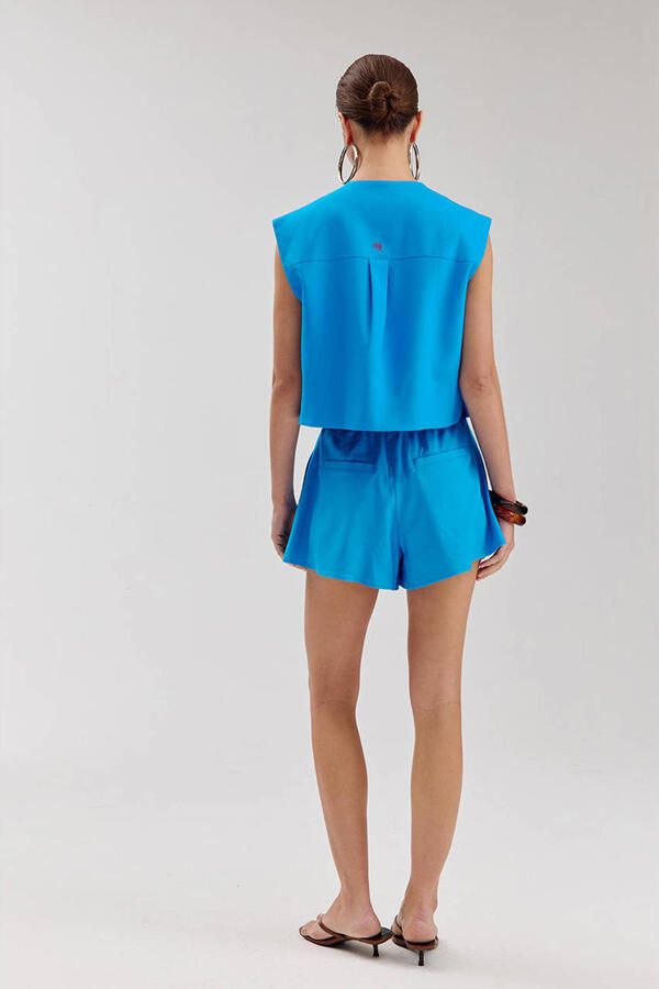 HARPER & YVE high waist casual short met linnen blauw - Foto 2
