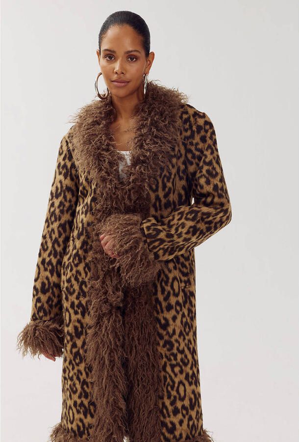 HARPER & YVE imitatiebont faux fur jas met panterprint bruin