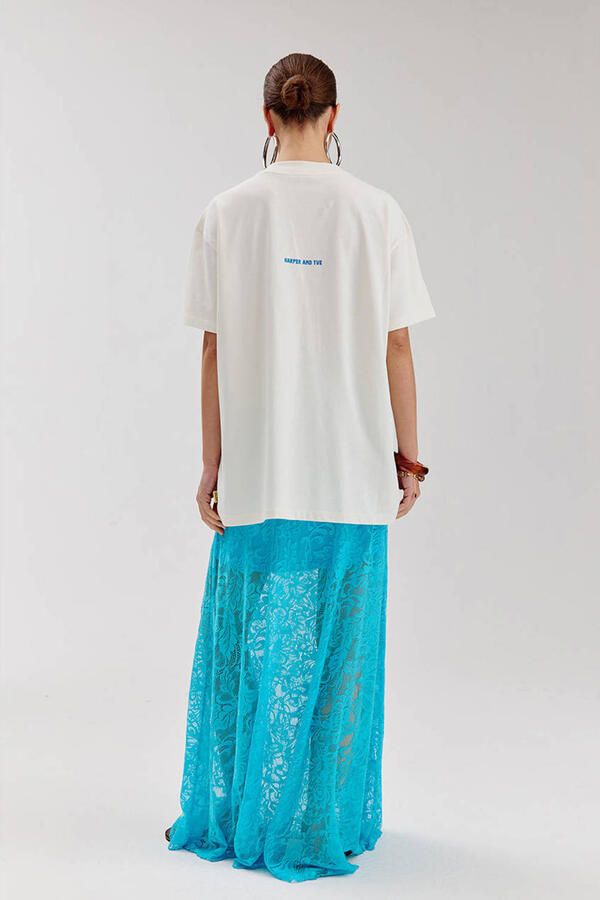 HARPER & YVE kanten gebloemde maxi rok blauw - Foto 2