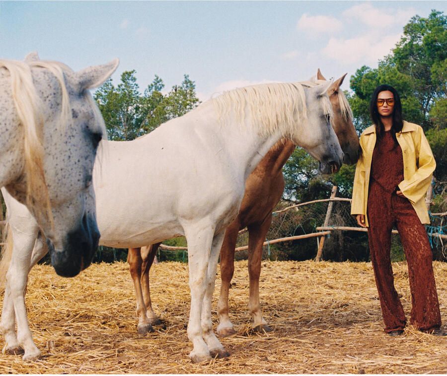 HARPER & YVE kanten straight regular waist gebloemde broek bruin - Foto 2