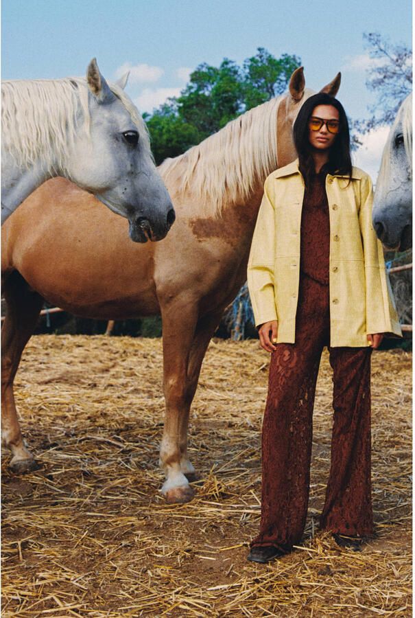 HARPER & YVE kanten straight regular waist gebloemde broek bruin - Foto 3
