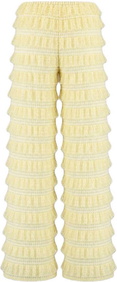 HARPER & YVE kanten wide leg broek met ruches lichtgeel - Foto 2