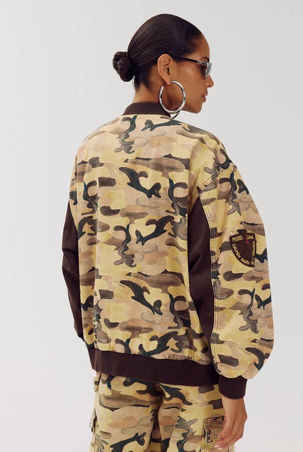 HARPER & YVE katoenen camouflage bomberjack met patches geel - Foto 3