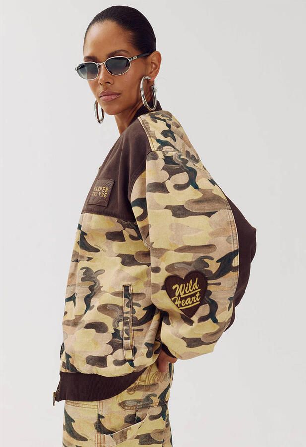 HARPER & YVE katoenen camouflage bomberjack met patches geel - Foto 2
