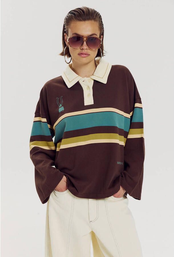 HARPER & YVE katoenen gestreepte sweater bruin