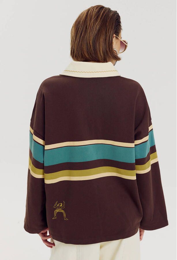 HARPER & YVE katoenen gestreepte sweater bruin - Foto 2