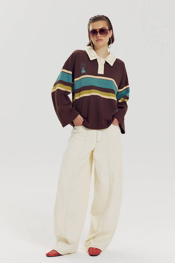 HARPER & YVE katoenen gestreepte sweater bruin - Foto 3