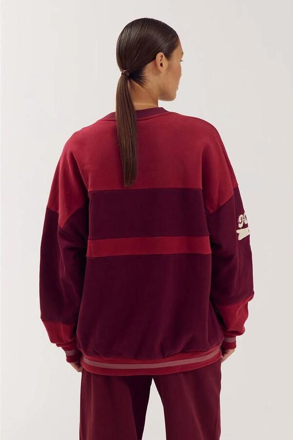 HARPER & YVE katoenen oversized trui met borduursels en logo wijnrood - Foto 3