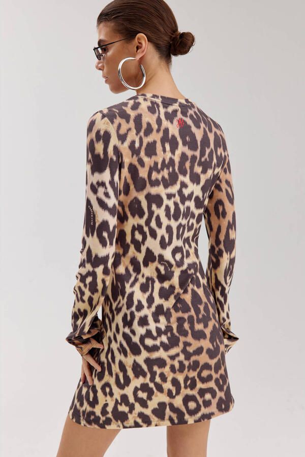 HARPER & YVE korte jurk met dierenprint bruin - Foto 3