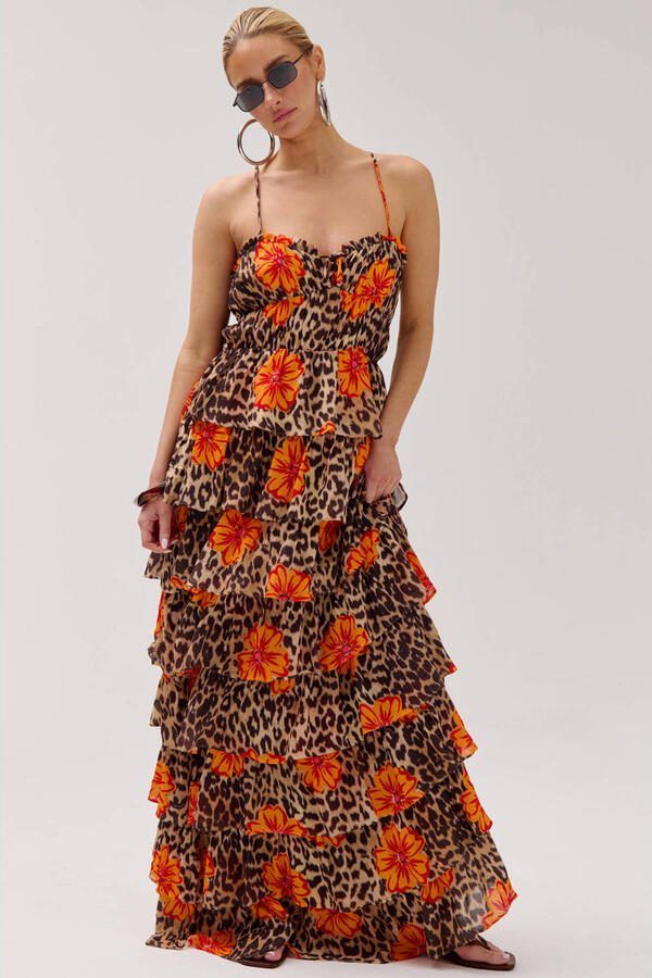 HARPER & YVE maxi jurk met panterprint multi