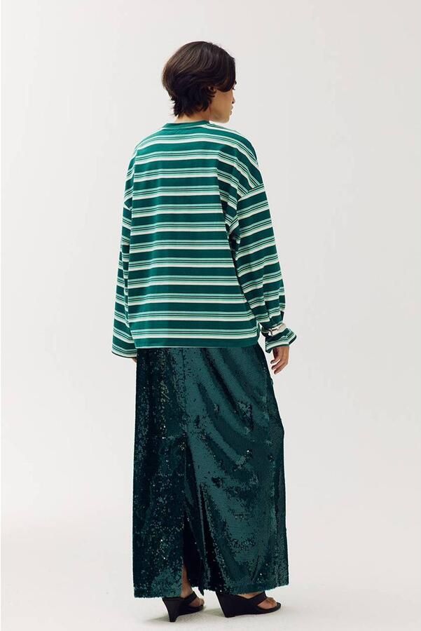 HARPER & YVE maxi kokerrok met pailletten en split teal - Foto 2