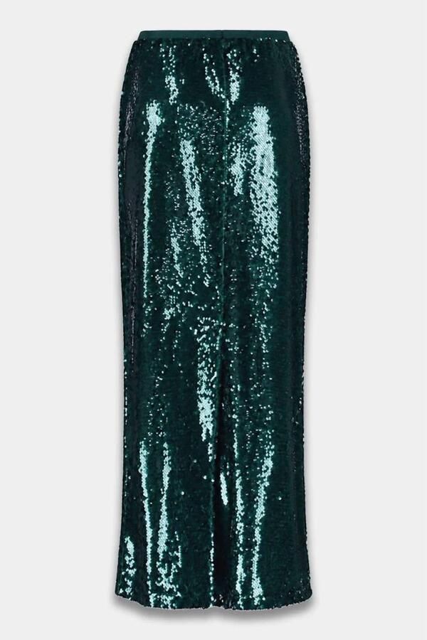 HARPER & YVE maxi kokerrok met pailletten en split teal - Foto 3