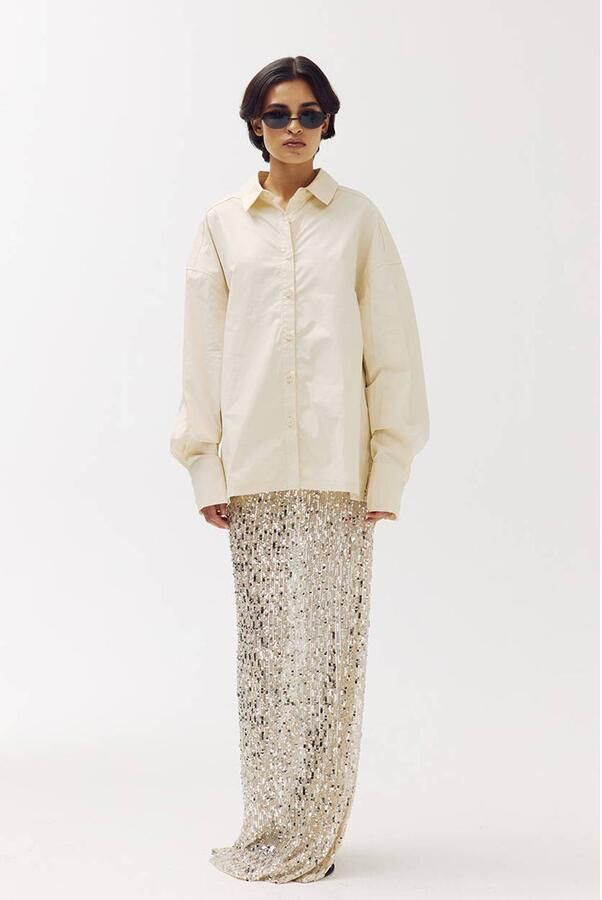 HARPER & YVE maxi rok met pailletten crème - Foto 5