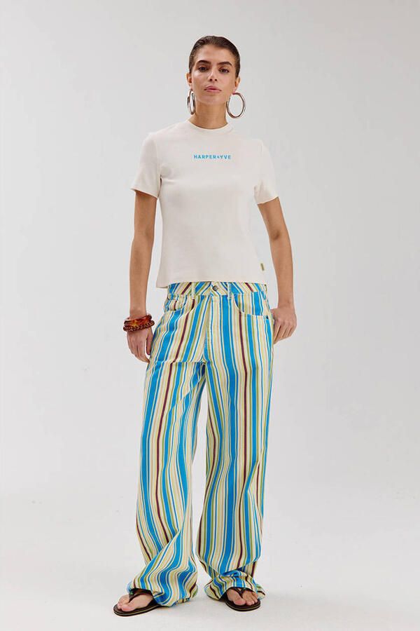 HARPER & YVE MAYRA-PA low waist gestreepte wide leg jeans blauw - Foto 2