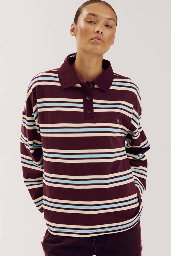 HARPER & YVE oversized gestreepte top wijnrood