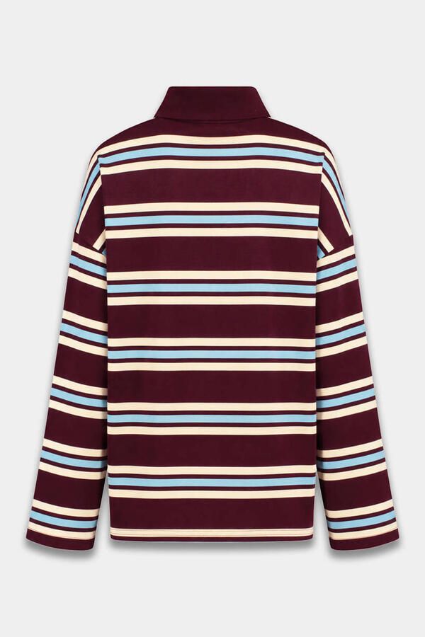 HARPER & YVE oversized gestreepte top wijnrood - Foto 3