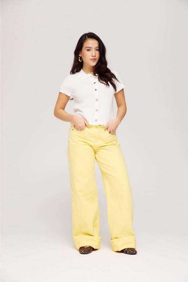 HARPER & YVE regular waist wide leg jeans geel