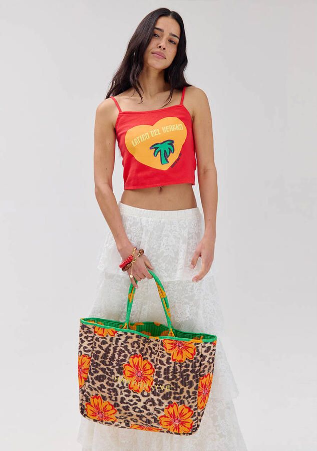 HARPER & YVE reversible shopper Lexie bruin groen