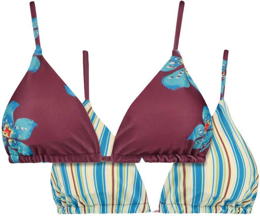 HARPER & YVE reversible voorgevormde triangel bikinitop Nova donkerrood turquoise
